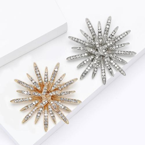 Zinc Alloy Brooches Flower plated for woman & with rhinestone nickel lead & cadmium free Sold By PC
