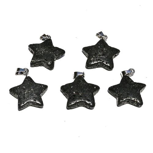 Pendants Gemstone Jewelry, Cloch Nádúrtha, Star, DIY, dubh, 20mm, Díolta De réir PC