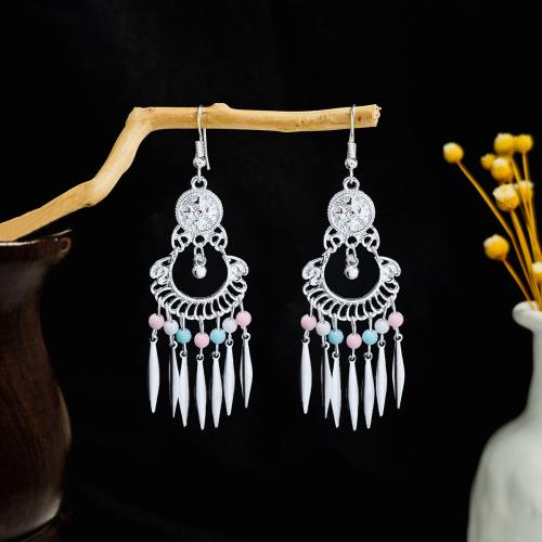 Cink Alloy Drop naušnica, s Seedbead, pozlaćen, narodnoj stilu & različitih stilova za izbor & za žene, earring length 60-80mm, Prodano By par