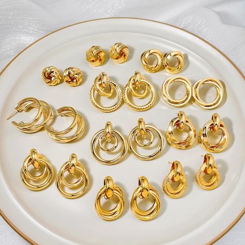 Željezo Drop naušnica, zlatna boja pozlaćen, različitih stilova za izbor & za žene, earring length 20-40mm, Prodano By par