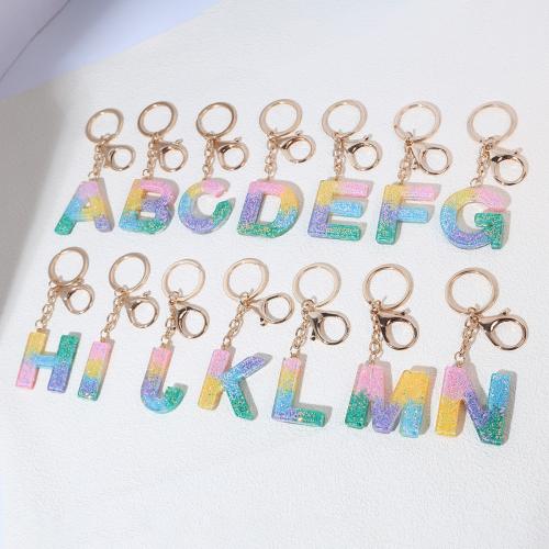 Key Chain, Smola, s Cink Alloy, Pismo abecede, epoksi naljepnica, bez spolne razlike & različitih stilova za izbor, 115x35mm, Prodano By PC