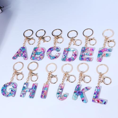 Llaveros, resina, con aleación de zinc, Carta del alfabeto, unisexo & diferentes estilos para la opción, 115x35mm, Vendido por UD