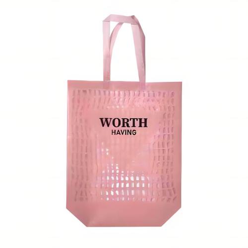 Shopping Eco Grocery Tote Bag  PVC Plastic & with letter pattern pink Sold By PC