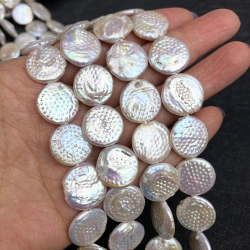 Coin odlad sötvattenspärla pärlor, Freshwater Pearl, DIY, vit, 16mm, Säljs av Strand