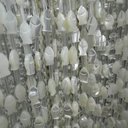 Abalorios de Nácar Natural de Agua Dulce, Pez, Bricolaje, Blanco, 17mm, Vendido por UD