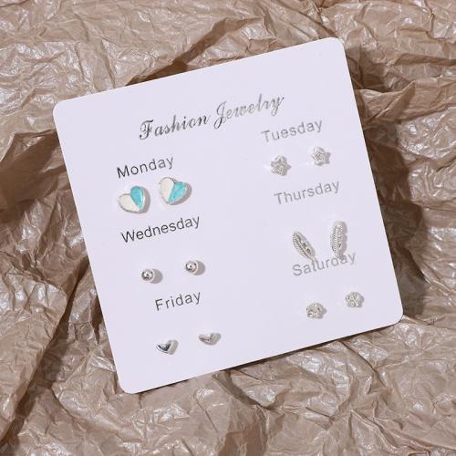 aleación de zinc Stud aretes, con Perlas plásticas, chapado, diferentes estilos para la opción & para mujer & con diamantes de imitación, earring length 3-20mm, Vendido por Set