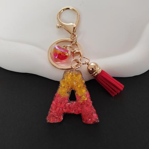 Llaveros, resina, con aleación de zinc, Carta del alfabeto, unisexo & diferentes estilos para la opción, 100x35mm, Vendido por UD