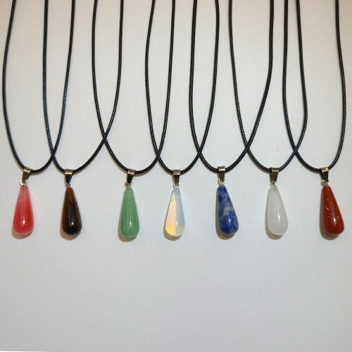 Natural Gemstone Necklace Natural Stone with Wax Cord fashion jewelry Sold By PC
