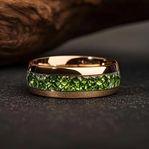 Bague en acier inoxydable, 201 acier inoxydable, Placage, unisexe & normes différentes pour le choix & autocollant époxyde, couleur or rose, Vendu par PC