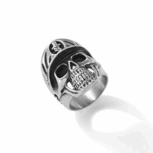 Rustfrit stål fingre Ringe, 304 rustfrit stål, Skull, poleret, mode smykker & forskellig størrelse for valg & for mennesket, oprindelige farve, Solgt af PC