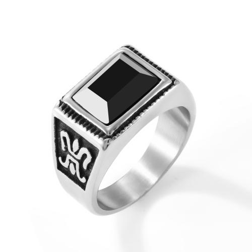 Stainless Steel Finger Ring 304 Stainless Steel with Crystal polished fashion jewelry & for man original color Sold By PC