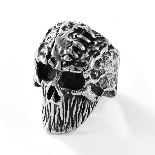 Rustfrit stål fingre Ringe, 304 rustfrit stål, Skull, poleret, mode smykker & forskellig størrelse for valg & for mennesket, oprindelige farve, Solgt af PC