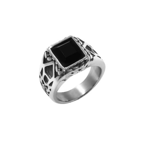 Stainless Steel Finger Ring 304 Stainless Steel with Crystal Antique finish fashion jewelry & for man original color Sold By PC