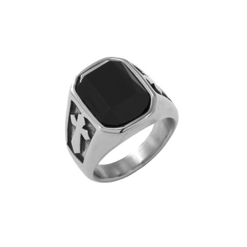 Stainless Steel Finger Ring 304 Stainless Steel with Crystal polished fashion jewelry & for man original color Sold By PC