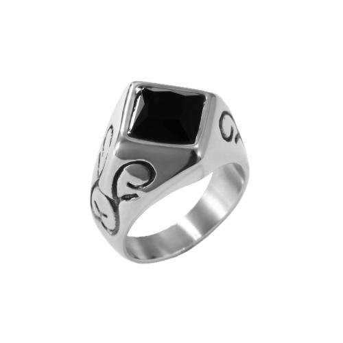 Stainless Steel Finger Ring 304 Stainless Steel with Crystal polished fashion jewelry & for man original color Sold By PC