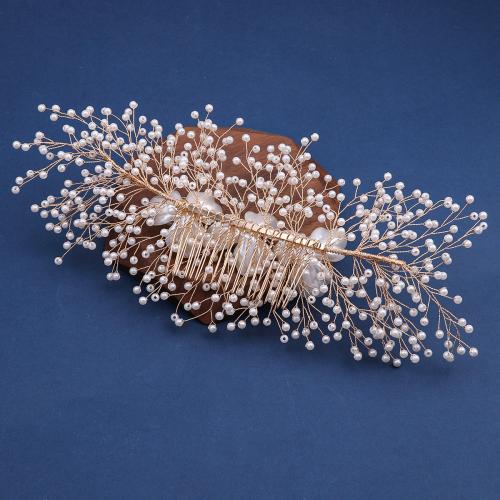 Bridal Maisiúil Gruaige Cíor, Sinc Alloy, le sreang práis & Pearl Plaisteacha, lámhdhéanta, jewelry faisin & do bhean & le rhinestone, dathanna níos mó le haghaidh rogha, Díolta De réir PC