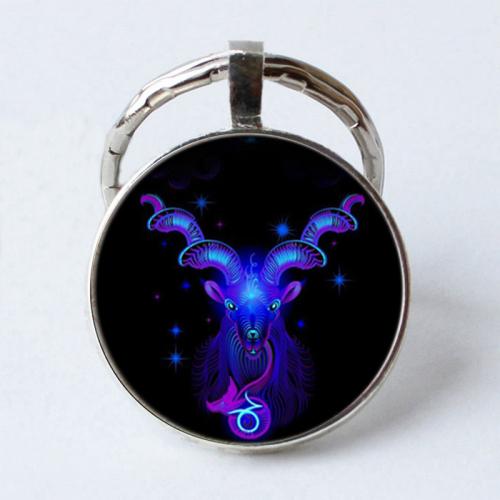 Nyckelring, Zink Alloy, 12 Tecken på Zodiac, plated, Unisex & olika mönster för val, 25mm, Säljs av PC