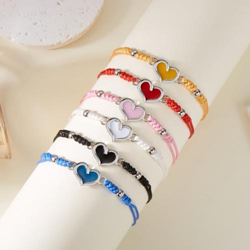 Zinc Alloy armbånd, med Knude ledning, Heart, sølvfarvet forgyldt, Lettelse & for kvinde & emalje, flere farver til valg, nikkel, bly & cadmium fri, Solgt af PC