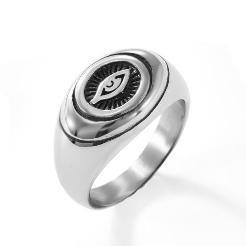 Rozsdamentes acél Finger Ring, 304 rozsdamentes acél, csiszolt, divat ékszerek & különböző méretű a választás & az ember, az eredeti szín, Által értékesített PC