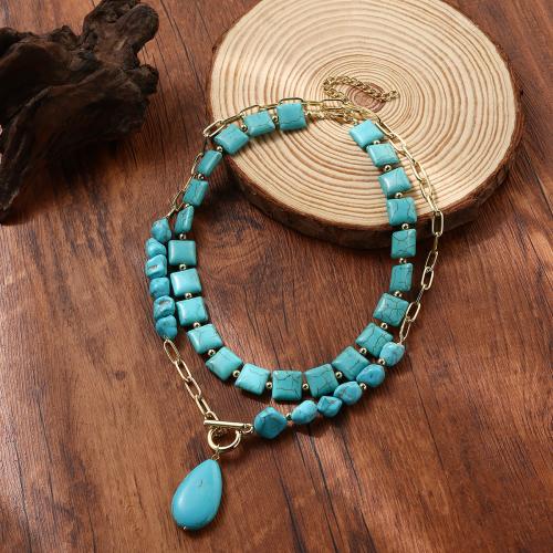 Zinklegering halskettingen, Zinc Alloy, met Synthetische Turquoise, plated, mode sieraden & verschillende stijlen voor de keuze & voor vrouw, Verkocht door PC