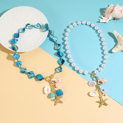 Zinc Alloy Jewelry Necklace with Plastic Pearl plated fashion jewelry & for woman Sold By PC