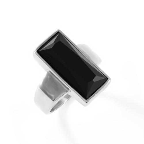 Stainless Steel Finger Ring 304 Stainless Steel with Crystal polished fashion jewelry & for man original color Sold By PC