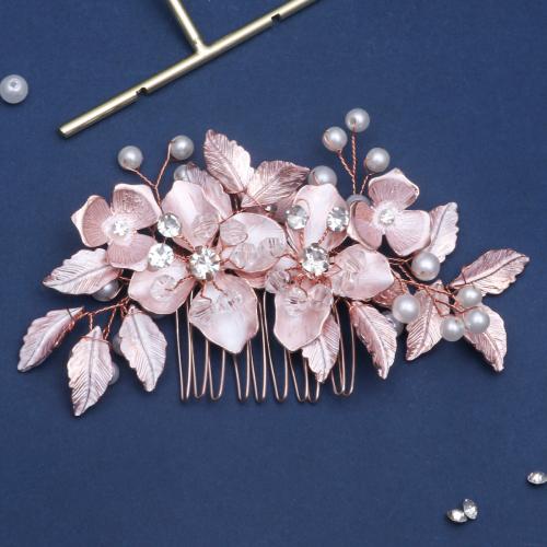 Svatební Dekorativní vlasy hřeben, Zinek, s mosazný drát & Plastové Pearl, ruční práce, módní šperky & pro ženy & s drahokamu, více barev na výběr, Prodáno By PC