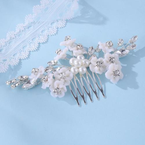 Svatební Dekorativní vlasy hřeben, Zinek, s mosazný drát & Polymer Clay & Plastové Pearl, ruční práce, módní šperky & pro ženy & s drahokamu, Prodáno By PC