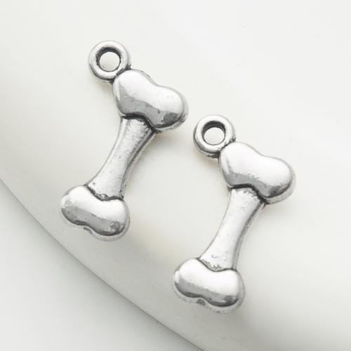 Zink Alloy Animal Hängen, Bone, silver pläterad, DIY, silver, 10.28x2.87x16.53mm, Säljs av Bag