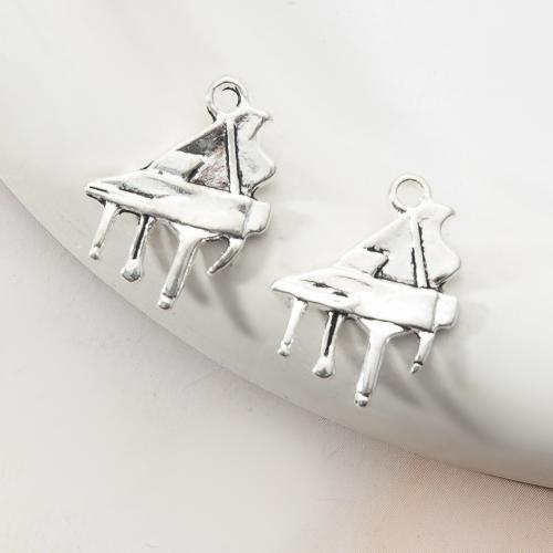 Instrument de musique en forme de pendentifs en alliage de Zinc, Piano, Placage de couleur argentée, DIY, argent, 14.60x1.50x19.30mm, Vendu par sac