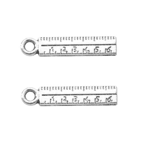 Zinc Alloy Tool Pendler, lineal, sølvfarvet forgyldt, du kan DIY, sølv, 21x2.30x18.20mm, Solgt af Bag