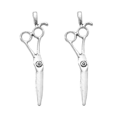 Zinklegering Schaar Hangers, Zinc Alloy, silver plated, DIY, zilver, 13.68x4.10x43.60mm, Verkocht door Bag