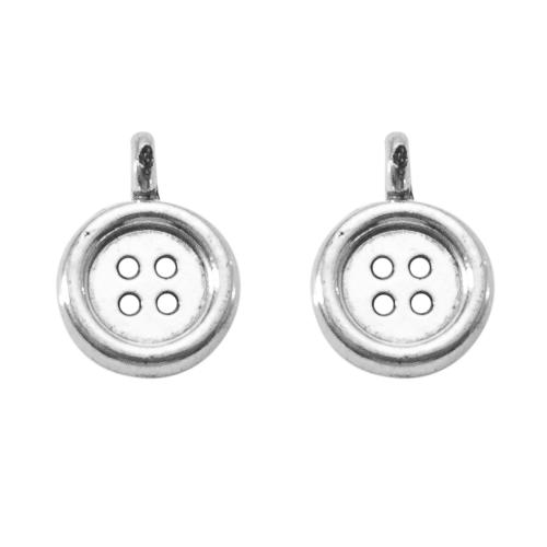 Sinkkiseos riipukset, Button Shape, hopea päällystetty, tee-se-itse, hopea, 9.30x3.60x12.80mm, Myymät laukku