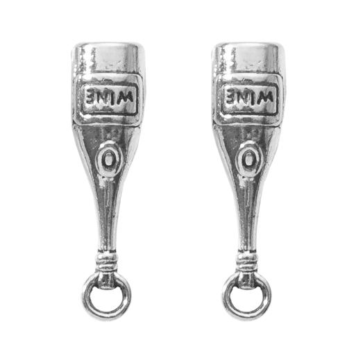 Zinklegering Hangers, Zinc Alloy, Fles, silver plated, DIY, zilver, 7.80x7.60x27.50mm, Verkocht door Bag