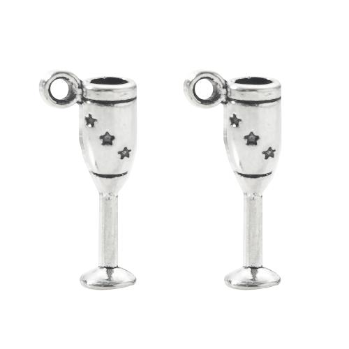 Zinklegering Hangers, Zinc Alloy, Beker, silver plated, DIY, zilver, 8.70x5.30x20mm, Verkocht door Bag