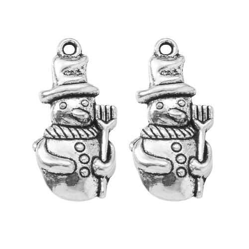 Cink ötvözet Christmas Medálok, Hóember, ezüst színű bevonattal, DIY, ezüst, 13.50x3.40x27mm, Által értékesített Bag