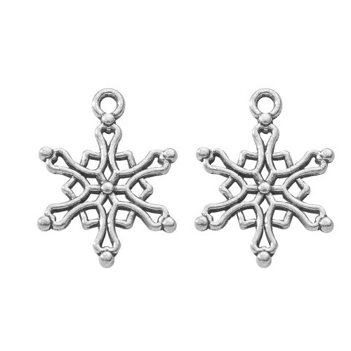 Cink ötvözet Christmas Medálok, Hópehely, ezüst színű bevonattal, DIY, ezüst, 14.70x2x19.50mm, Által értékesített Bag