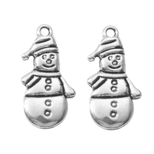 Zink Alloy Christmas Hängen, Snögubbe, silver pläterad, DIY, silver, 12.30x2.10x24.70mm, Säljs av Bag