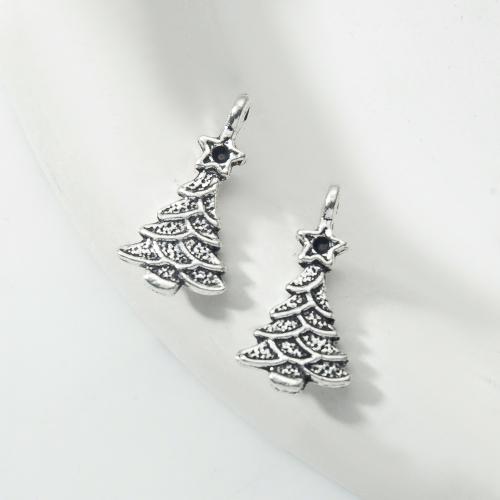 Zink Alloy Christmas Hängen, Julgran, silver pläterad, DIY, silver, 10.90x3.90x20.60mm, Säljs av Bag