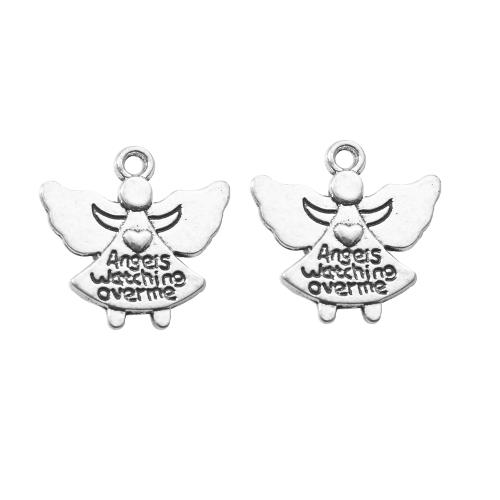 Zinc Alloy Pendler, Angel, sølvfarvet forgyldt, du kan DIY, sølv, 18.80x2.40x19mm, Solgt af Bag
