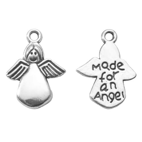 Zinklegering Hangers, Zinc Alloy, Engel, silver plated, DIY, zilver, 12.90x2.20x17.50mm, Verkocht door Bag