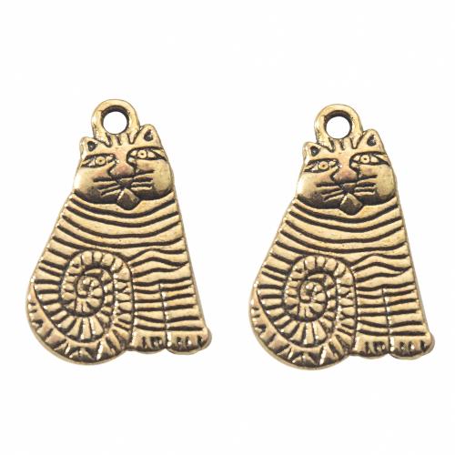 Zinklegering Animal Hangers, Zinc Alloy, Kat, gold plated, DIY, gouden, 20.40x3.70x20.30mm, Verkocht door Bag