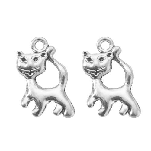 Zink Alloy Animal Hängen, Katt, silver pläterad, DIY, silver, 13.40x3.20x21.30mm, Säljs av Bag