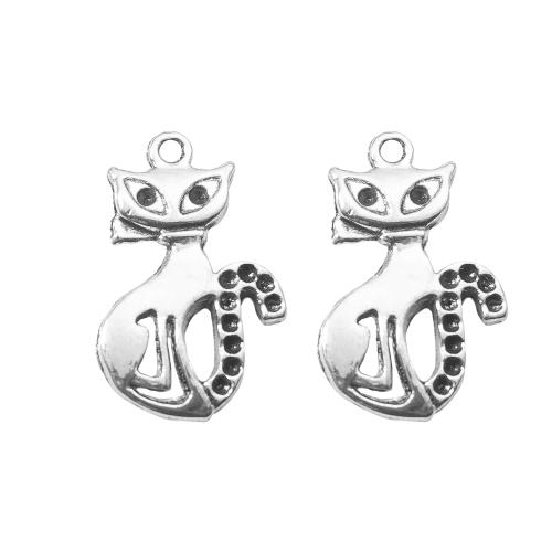 Zink Alloy Animal Hängen, Katt, silver pläterad, DIY, silver, 16x2x25.60mm, Säljs av Bag
