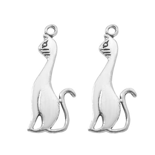 Zink Alloy Animal Hängen, Katt, silver pläterad, DIY, silver, 13.40x1.70x34mm, Säljs av Bag