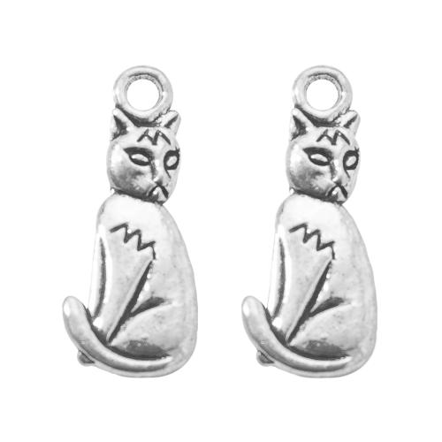Zink Alloy Animal Hängen, Katt, silver pläterad, DIY, silver, 9.20x2.30x22mm, Säljs av Bag