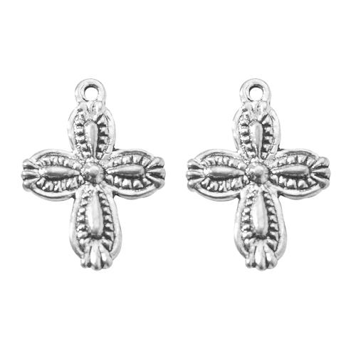 Sinkkiseos Cross Riipukset, Ylittää, hopea päällystetty, tee-se-itse, hopea, 13.20x2.70x18.20mm, Myymät laukku