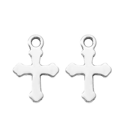 Sinkkiseos Cross Riipukset, Ylittää, hopea päällystetty, tee-se-itse, hopea, 12.70x1.20x19.20mm, Myymät laukku