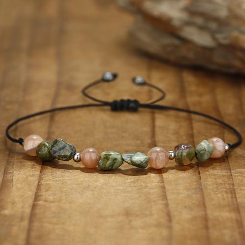 Gemstone Браслеты, Природный камень, с Восковой шнур & Латунь, Связанный вручную, ювелирные изделия моды & Мужская, разноцветный, продается PC