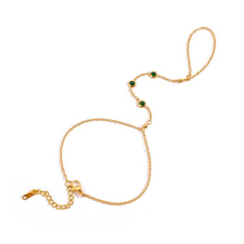 Gotisk armbånd ring, 304 rustfrit stål, med Cubic Zirconia, 18K forgyldt, mode smykker & for kvinde, Solgt af PC